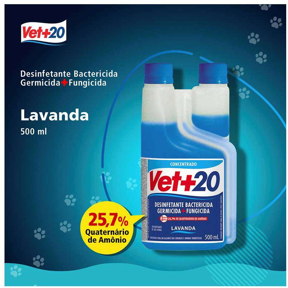 Desinfetante Vet+20 Bactericida de Lavanda - 500 mL