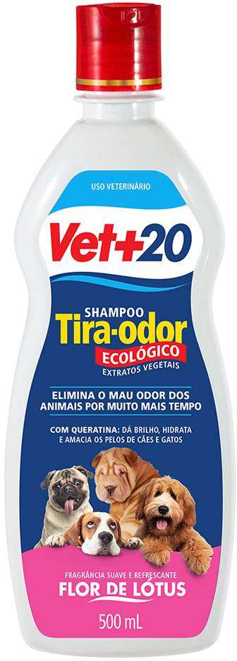 Shampoo Vet+20 Tira Odor Flor de Lótus - 500 mL