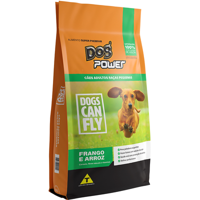 Ração Seca Dog Power Dogs Can Fly Frango e Arroz para Cães Adultos Raças Pequenas