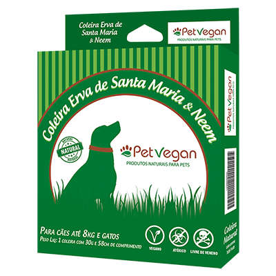 Coleira Pet Vegan Erva Santa Maria e Neem para Cães até 8 Kg e Gatos