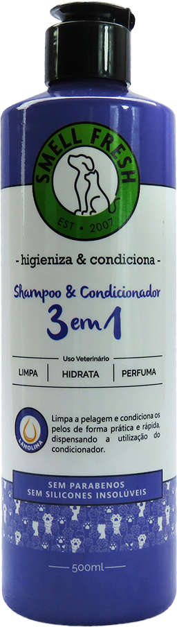 Shampoo e Condicionador Smell Fresh 3 em 1 para Cães e Gatos - 500 mL