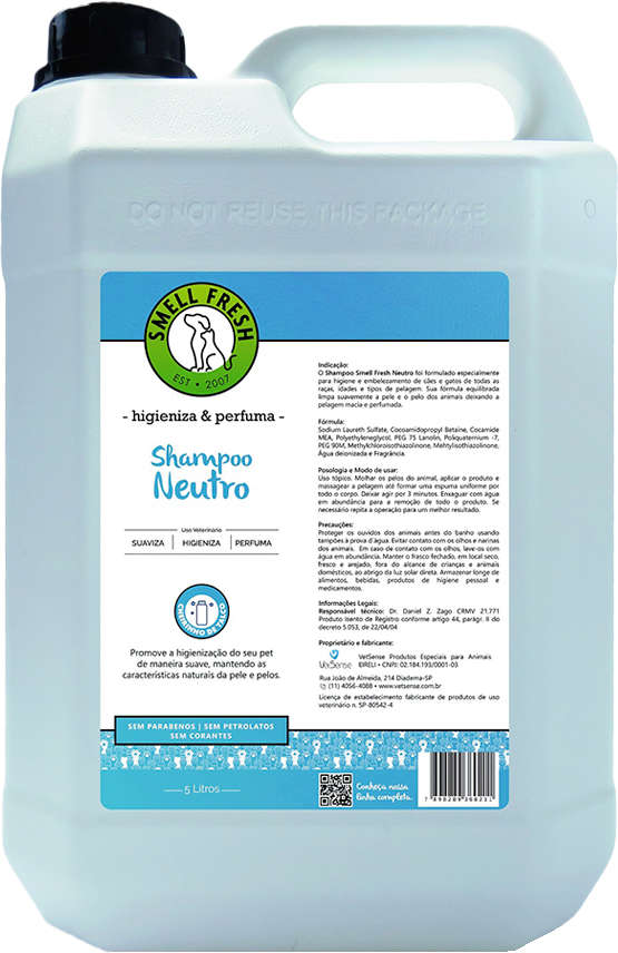 Shampoo Smell Fresh Neutro para Cães e Gatos - 5 Litros