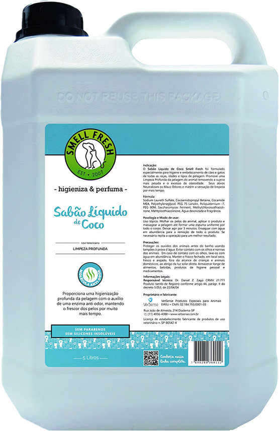 Sabão Líquido Smell Fresh Coco para Cães e Gatos - 5 Litros