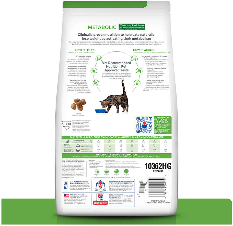 Ração Seca Hill's Prescription Metabolic Perda e Manutenção de Peso para Gatos - 1,81Kg