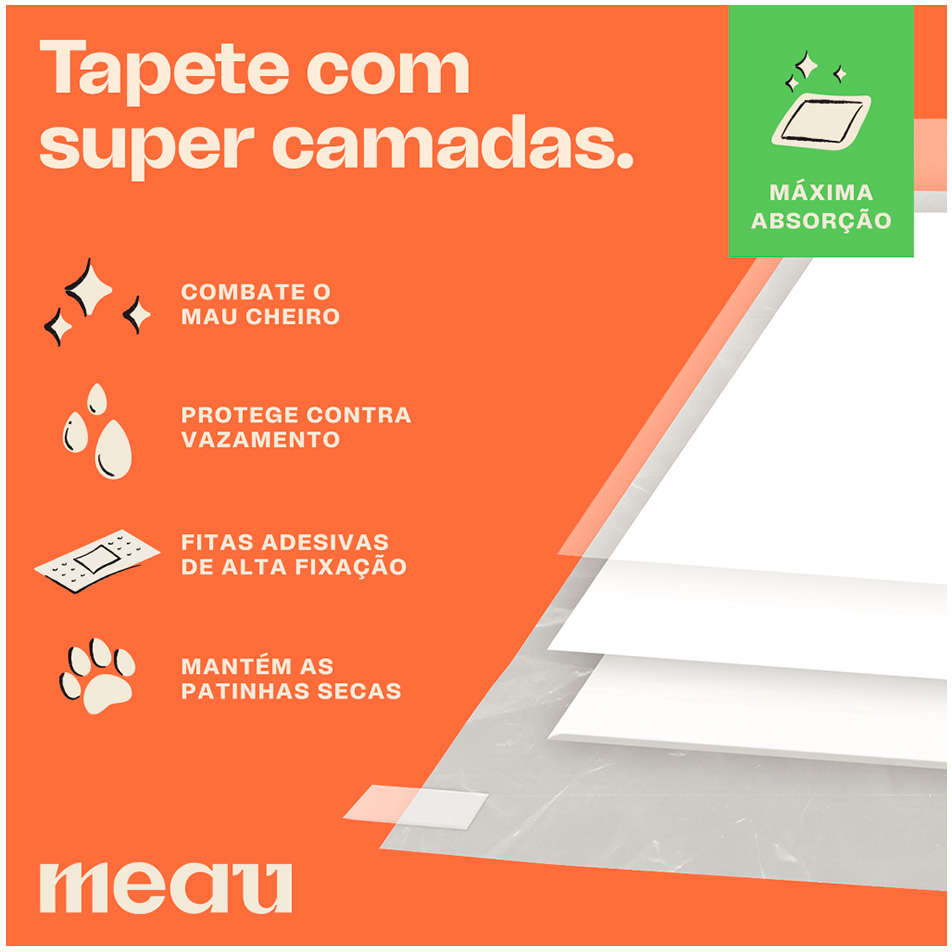 Tapete Higiênico Meau Cheirinho Cítrico para Cães - 30 Unidades
