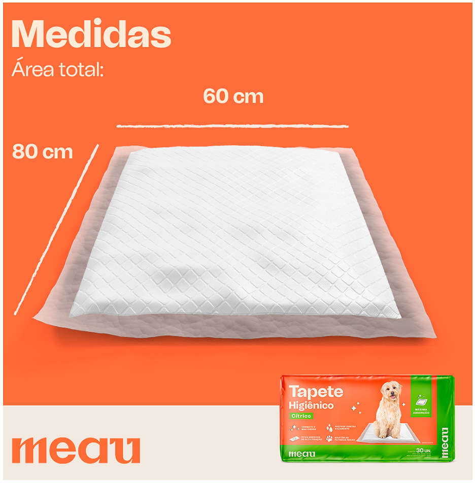 Tapete Higiênico Meau Cheirinho Cítrico para Cães - 30 Unidades