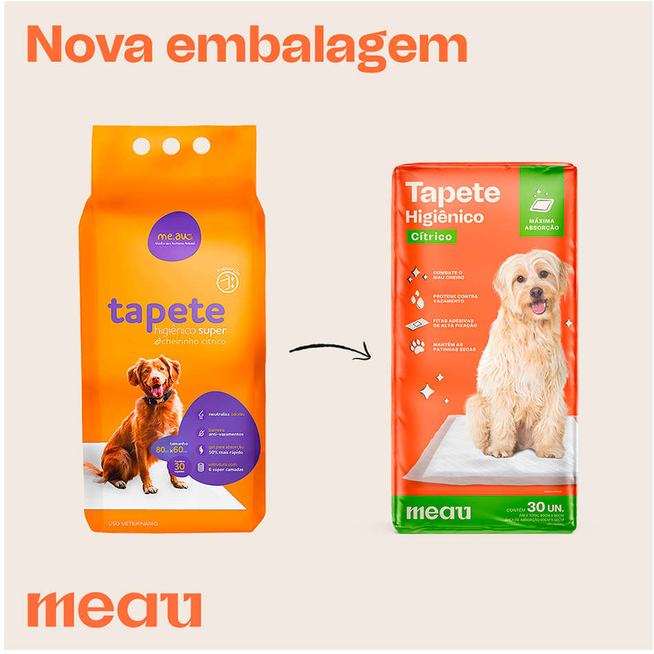 Tapete Higiênico Meau Cheirinho Cítrico para Cães - 30 Unidades