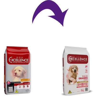 Ração Seca Dog Excellence Frango e Arroz para Cães Filhote Raças Grandes