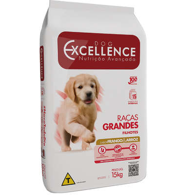 Ração Seca Dog Excellence Frango e Arroz para Cães Filhote Raças Grandes
