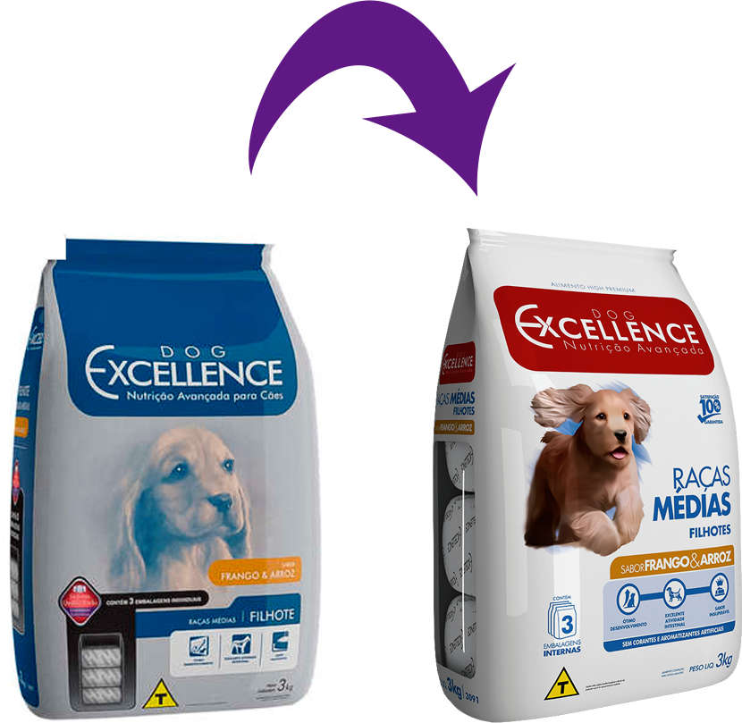 Ração Seca Dog Excellence Frango e Arroz para Cães Filhotes Raças Médias - 3Kg
