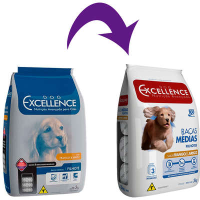 Ração Seca Dog Excellence Frango e Arroz para Cães Filhotes Raças Médias