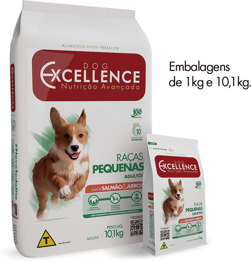 Ração Seca Dog Excellence Salmão e Arroz para Cães Adultos Raças Pequenas - 10Kg