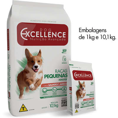 Ração Seca Dog Excellence Salmão e Arroz para Cães Adultos Raças Pequenas
