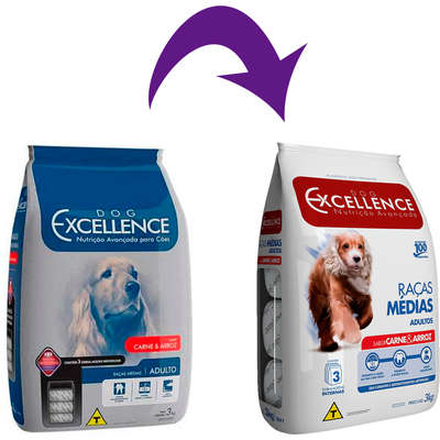 Ração Seca Dog Excellence Carne e Arroz para Cães Adultos Raças Médias
