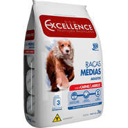 Ração Seca Dog Excellence Carne e Arroz para Cães Adultos Raças Médias - 3Kg