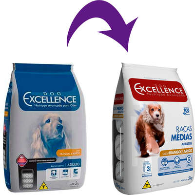 Ração Seca Dog Excellence Frango e Arroz para Cães Adultos Raças Médias