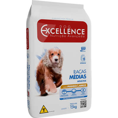 Ração Seca Dog Excellence Frango e Arroz para Cães Adultos Raças Médias