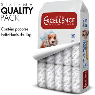 Ração Seca Dog Excellence Frango e Arroz para Cães Adultos Raças Médias