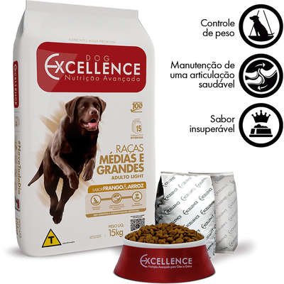 Ração Seca Dog Excellence Light para Cães Adultos