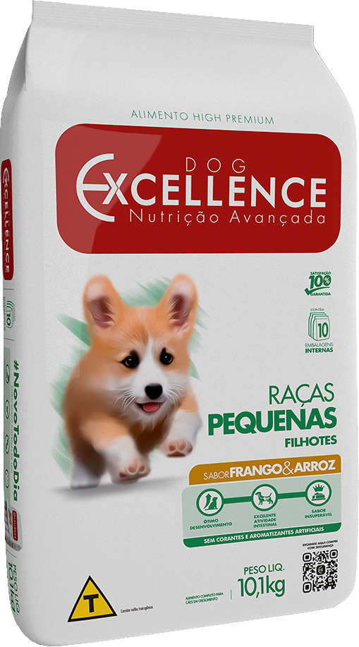 Ração Seca Dog Excellence Frango e Arroz Cães Filhotes Raças Pequenas - 10,1Kg