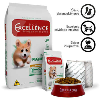 Ração Seca Dog Excellence Frango e Arroz para Cães Filhotes Raças Pequenas