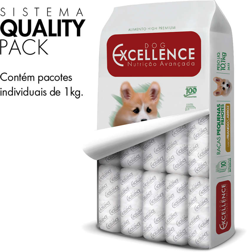 Ração Seca Dog Excellence Frango e Arroz Cães Filhotes Raças Pequenas - 10,1Kg