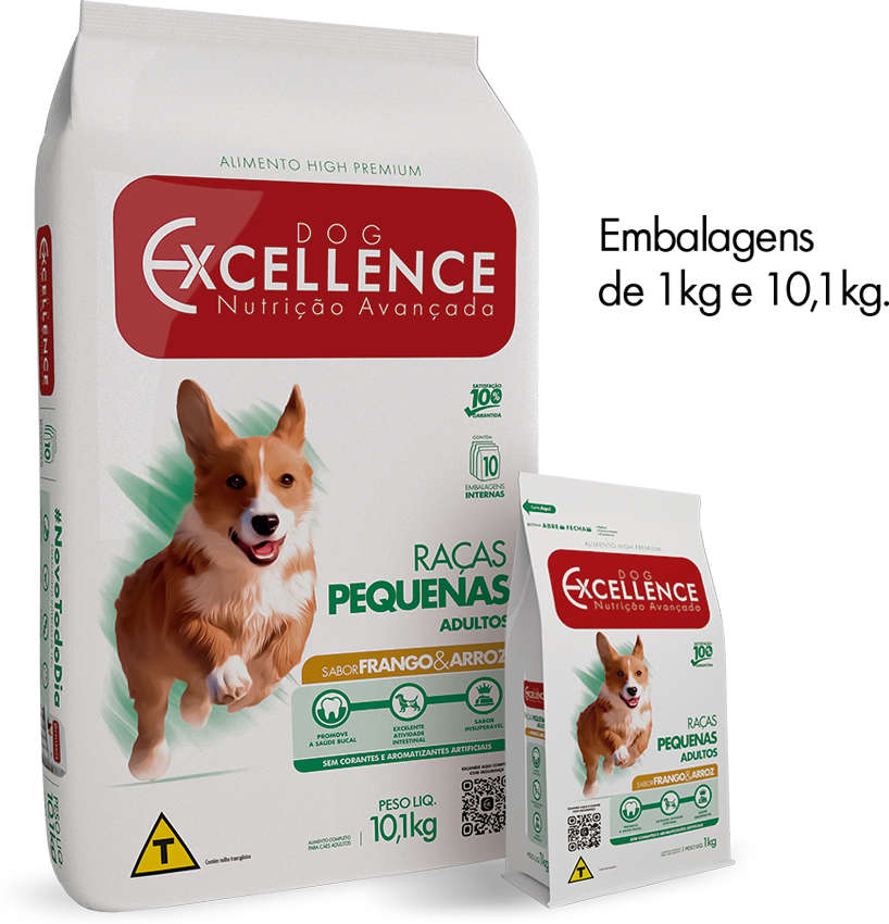 Ração Seca Dog Excellence Frango com Arroz para Cães Adultos Raças Pequenas - 10,1Kg