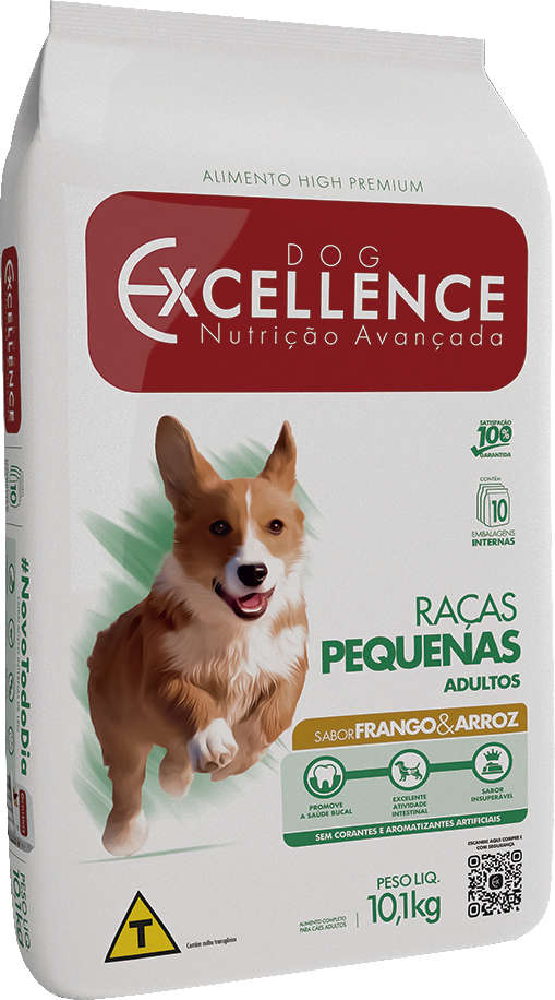 Ração Seca Dog Excellence Frango com Arroz para Cães Adultos Raças Pequenas - 10,1Kg