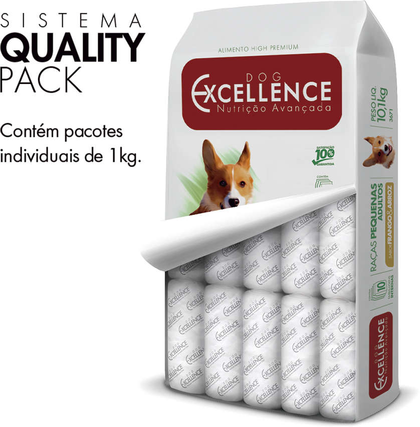 Ração Seca Dog Excellence Frango com Arroz para Cães Adultos Raças Pequenas - 10,1Kg