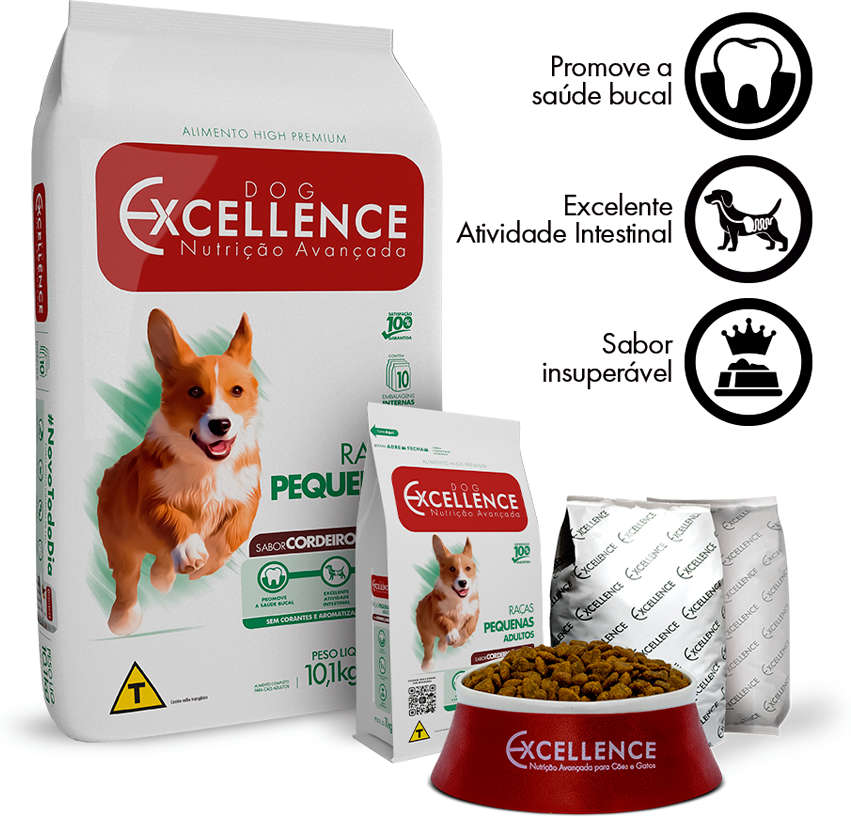 Ração Seca Dog Excellence Cordeiro e Arroz para Cães Adultos Raças Pequenas - 10,1Kg