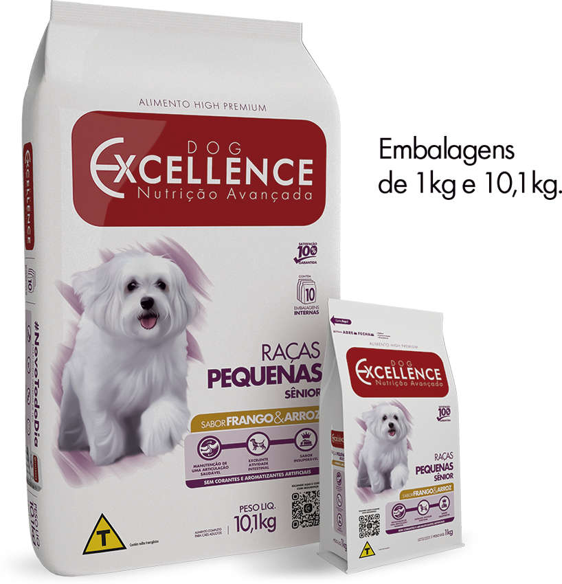Ração Seca Dog Excellence Frango e Arroz para Cães Idosos Raças Pequenas - 10,1Kg