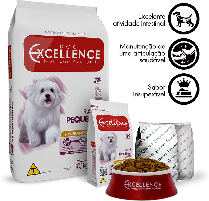 Ração Seca Dog Excellence Frango e Arroz para Cães Idosos Raças Pequenas - 10,1Kg