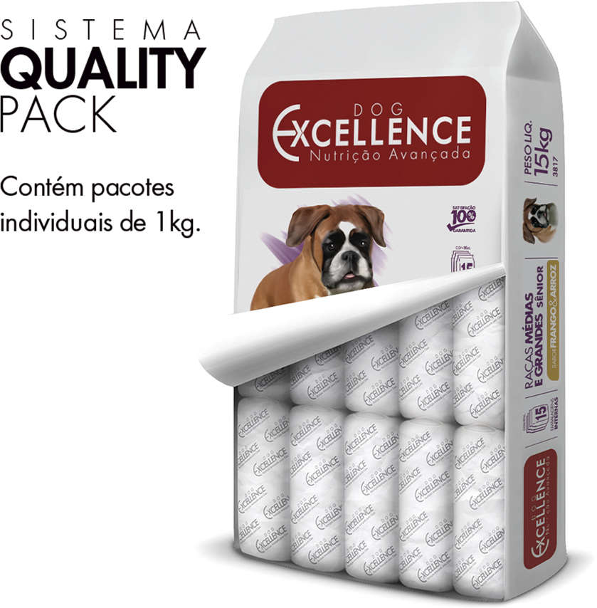 Ração Seca Dog Excellence Frango e Arroz para Cães Idosos Raças Médias e Grandes - 15Kg
