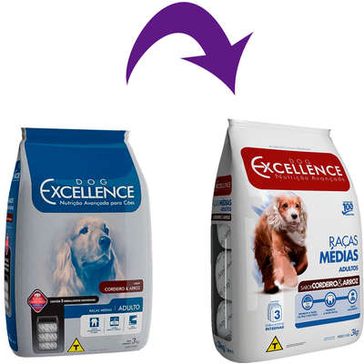 Ração Seca Dog Excellence Cordeiro e Arroz para Cães Adultos Raças Médias