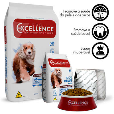 Ração Seca Dog Excellence Cordeiro e Arroz para Cães Adultos Raças Médias