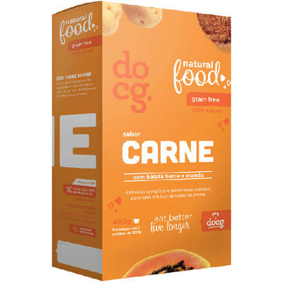 Alimento Natural docg. Carne com Batata Baroa e Mamão para Cães Adultos