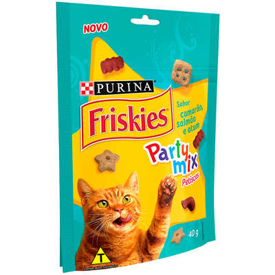 Petisco Nestlé Purina Friskies Party Mix Camarão, Salmão e Atum para Gatos Adultos