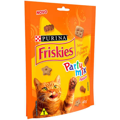 Petisco Nestlé Purina Friskies Party Mix Frango, Fígado e Peru para Gatos Adultos