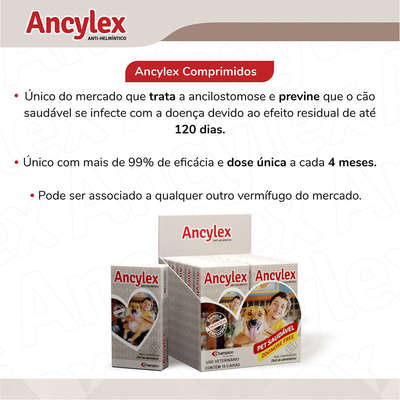 Vermífugo Ancylex Comprimidos para Cães Anti-Helmíntico