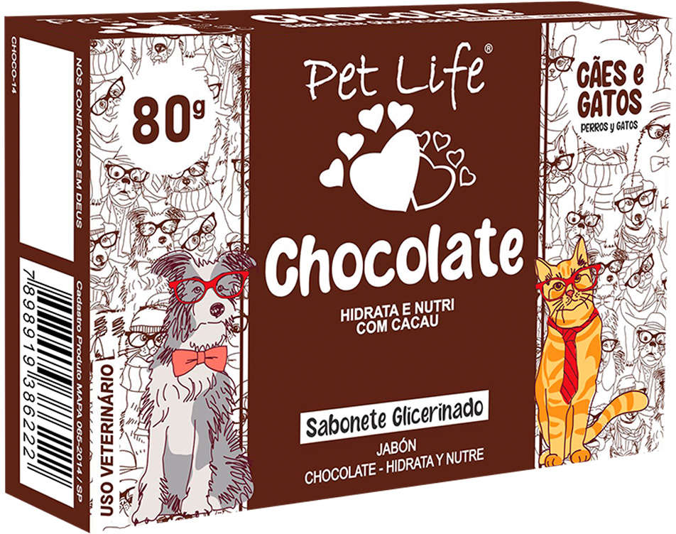 Sabonete Chocolate Pet life para Cães e Gatos - 80 g