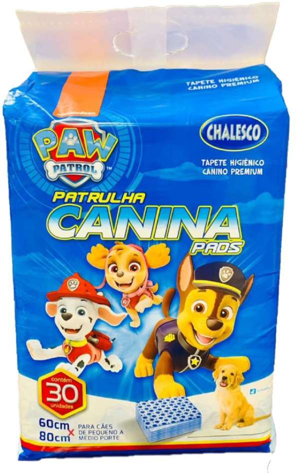 Tapete Higiênico Chalesco Patrulha Canina para Cães de Pequeno e Médio Porte- 30 Unidades