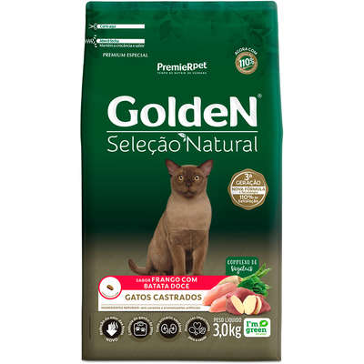 Ração Seca GoldeN Seleção Natural Frango com Batata Doce para Gatos Castrados