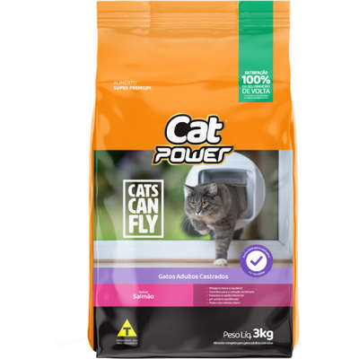 Ração Seca Cat Power Salmão para Gatos Castrados Adultos