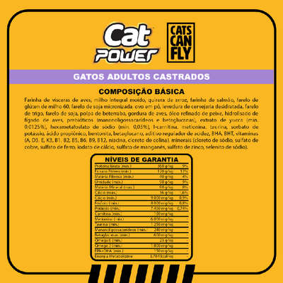 Ração Seca Cat Power Salmão para Gatos Castrados Adultos
