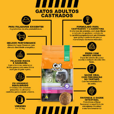 Ração Seca Cat Power Salmão para Gatos Castrados Adultos