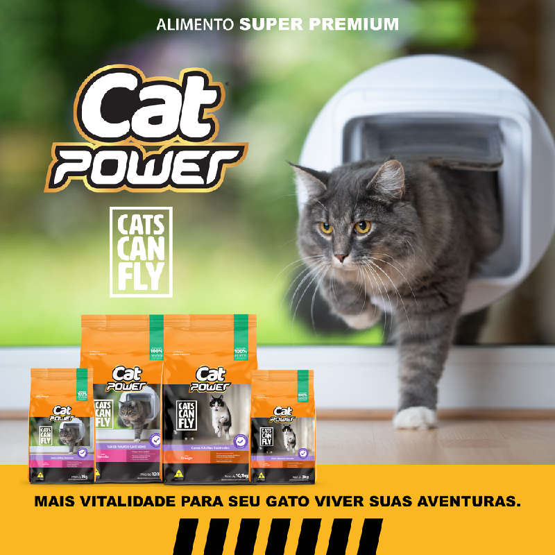Ração Seca Cat Power Cats Can Fly Salmão para Gatos Castrados Adultos - 10,1Kg