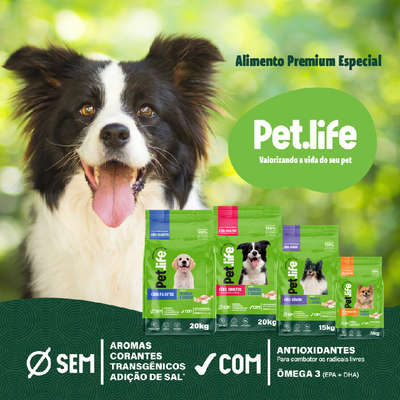 Ração Seca Pet.life Frango e Arroz para Cães Adultos Porte Médio e Grande