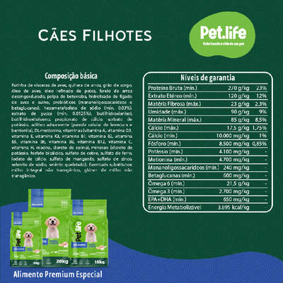 Ração Seca Pet.life Frango e Arroz para Cães Filhotes