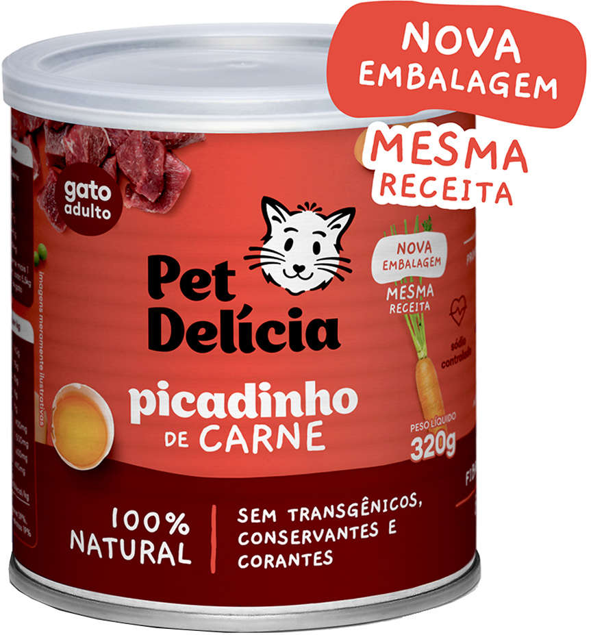 Ração Úmida Pet Delícia Natural Picadinho de Carne para Gatos - 320 g