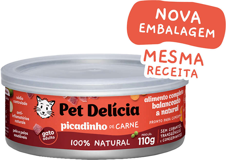 Ração Úmida Pet Delícia Natural Picadinho de Carne para Gatos - 110 g